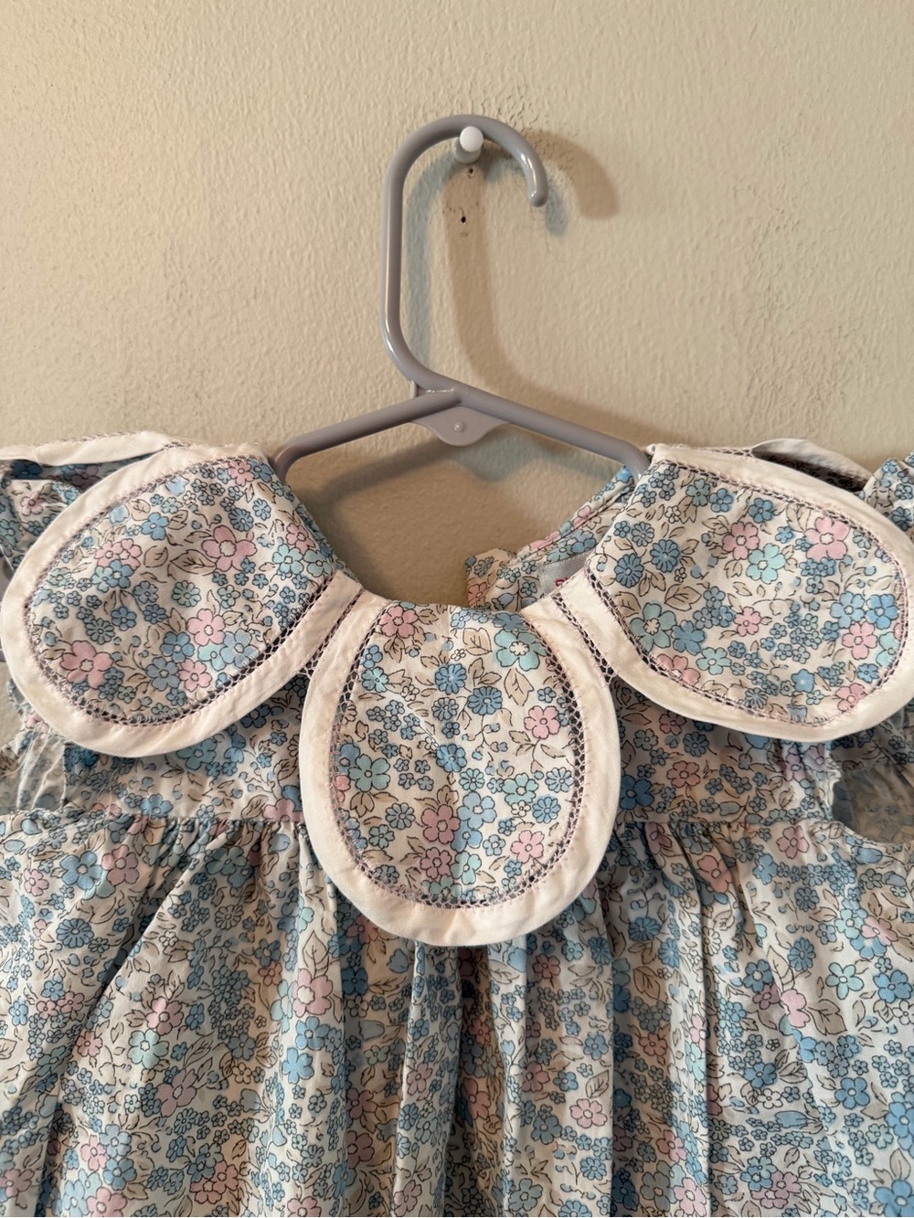 Sophie & Lucas Floral Blue & Pink Dress with Peter Pan Collar - Picture 2 of 3